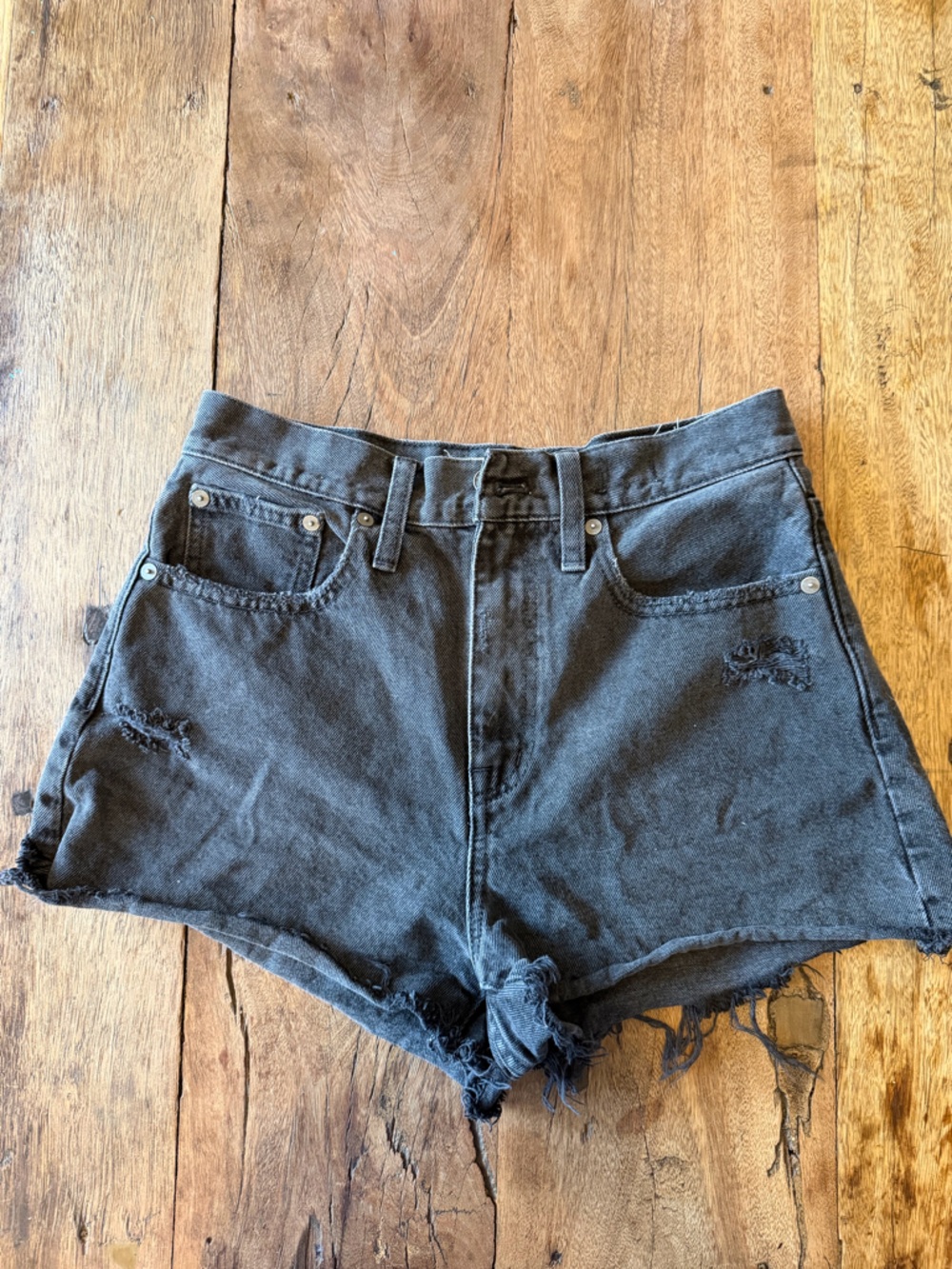 Madewell Black High-Waist Denim Shorts